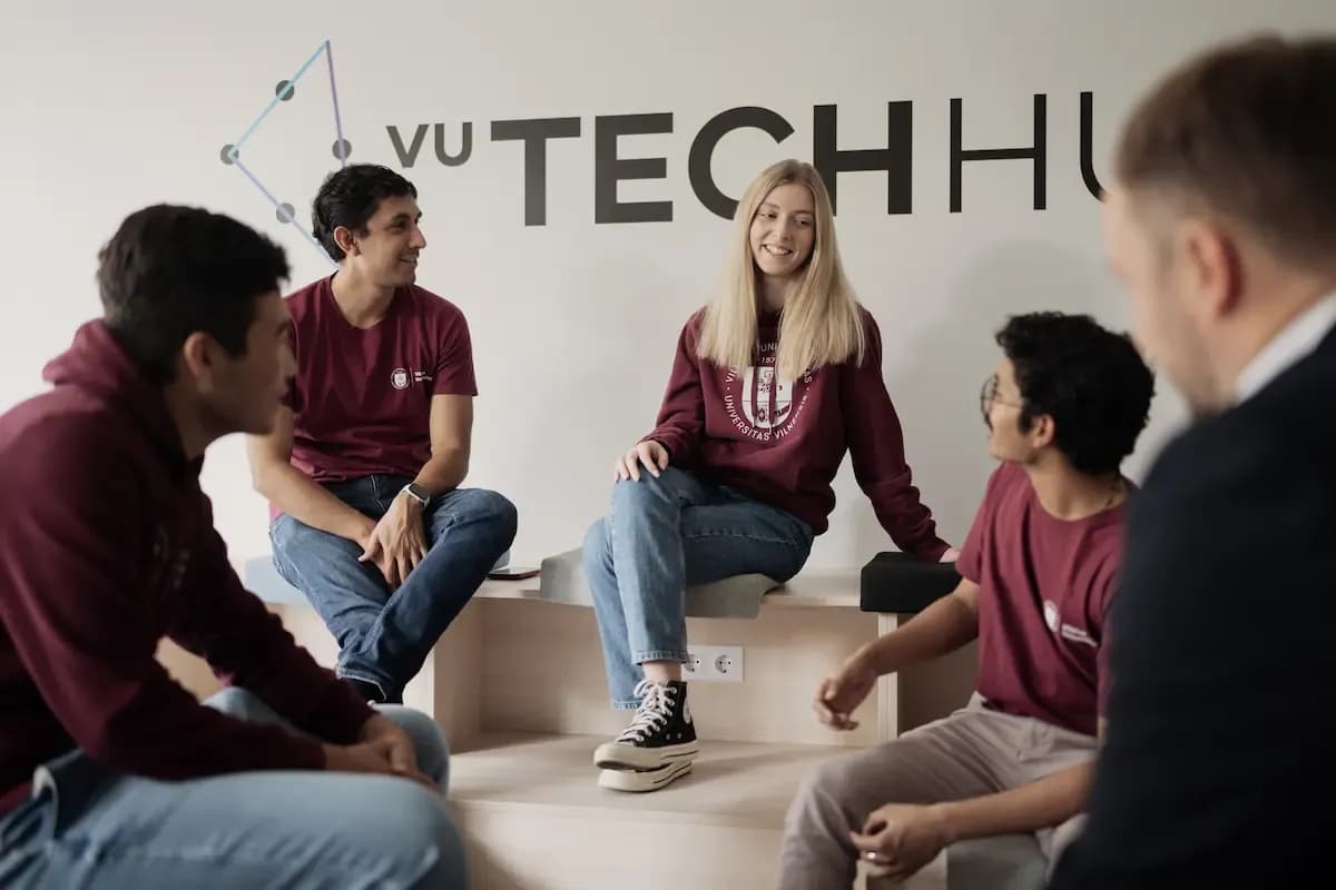 A group of Vilnius University students spending time together